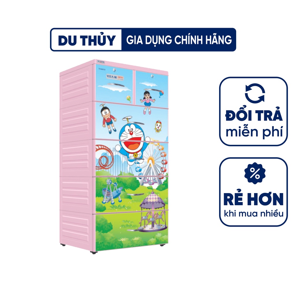 Tủ nhựa 5 tầng có bánh xe và ổ khóa nhựa pp nguyên sinh, bền bỉ nhiều hình cỡ vừa ngang 60cm phù hợp nhiều không gian