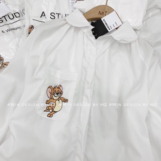Áo sơmi cổ sen con chuột