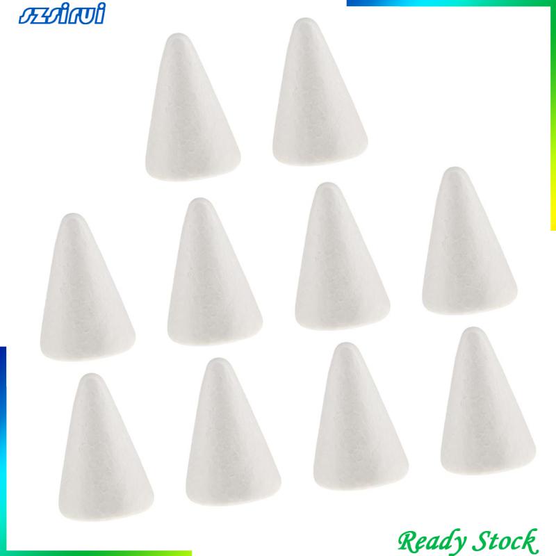 Set 10 Mô Hình Nón 7cm Bằng Xốp Polystyrene Styrofoam Dùng Trang Trí DIY