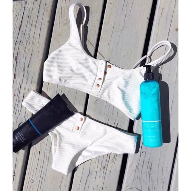 [BKN73] &lt;ÂU&gt; SET BIKINI BASIC CÚC NGỰC VẢI GÂN VÀNG/HỒNG/TRẮNG