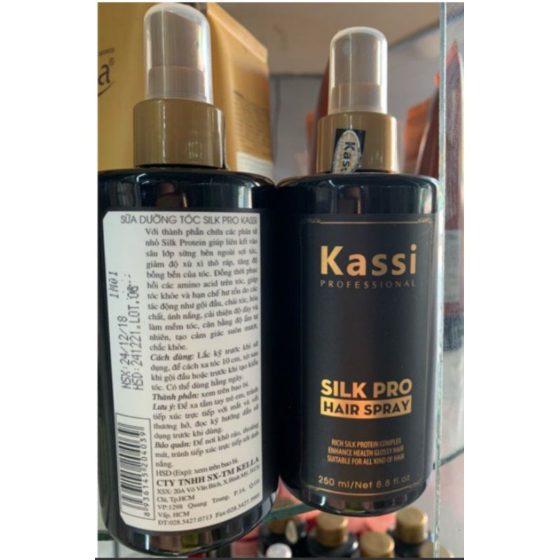 Xịt dưỡng tóc khô xơ, hư tổn kassi Silk Pro Hair Spray 250ml