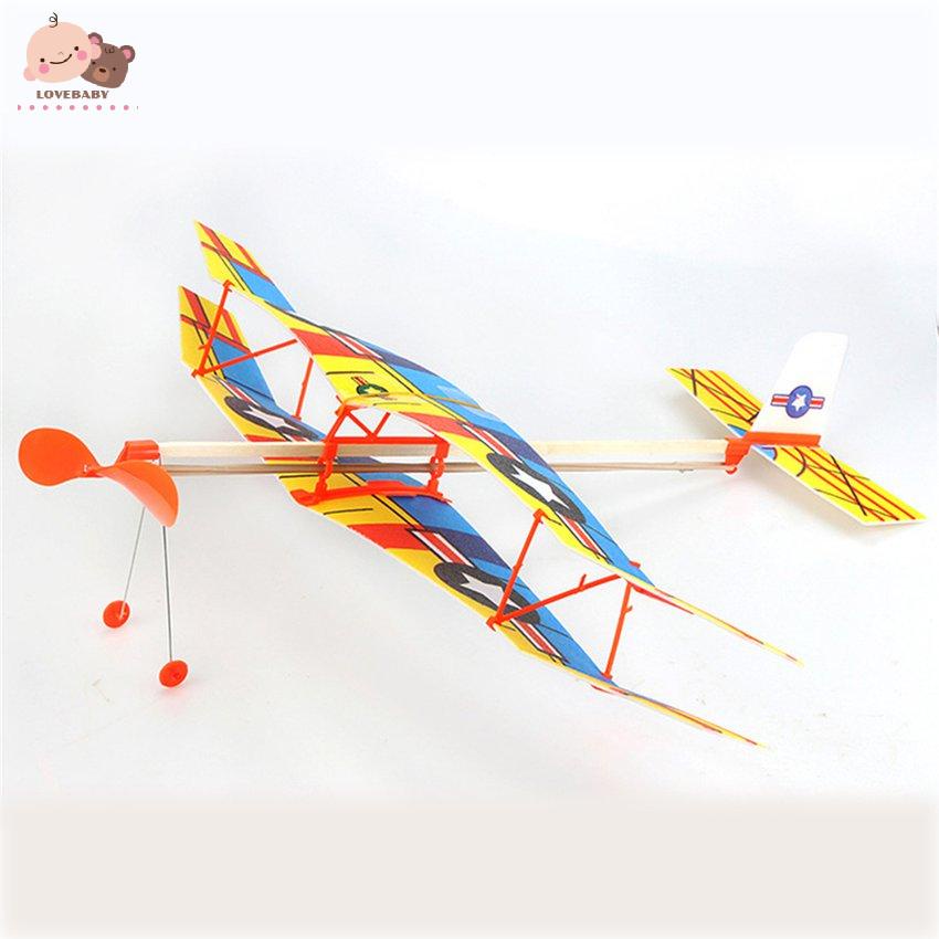 [HOT]Biplane Glider Aircraft Thunderbird Rubber Band Power Plane Helicopter Model