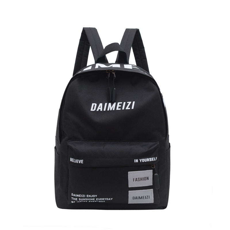 Ba Lô Học Sinh Màu Trơn In Chữ Thời Trang Mới