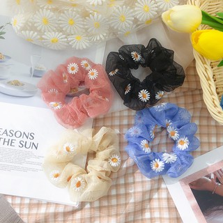 Dây Buộc Tóc Co Giãn Họa Tiết Hoa Cúc Xinh Xắn Dành Cho Nữ