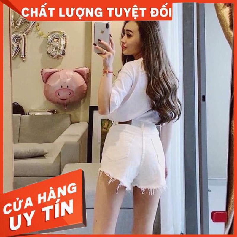 QUẦN SHORT JEANS TRẮNG/ĐEN CO GIÃN LƯNG CAO- hình thật sp