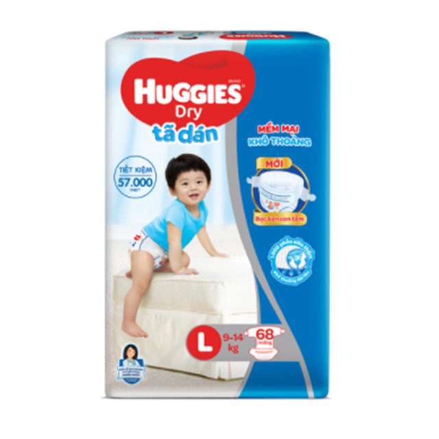 [Giảm Giá Cực Sốc]Tã Dán Huggies Dry Super Jumbo Giúp Bé Luôn Khô Thoáng S24/ M76/L68/XL62/XXL56