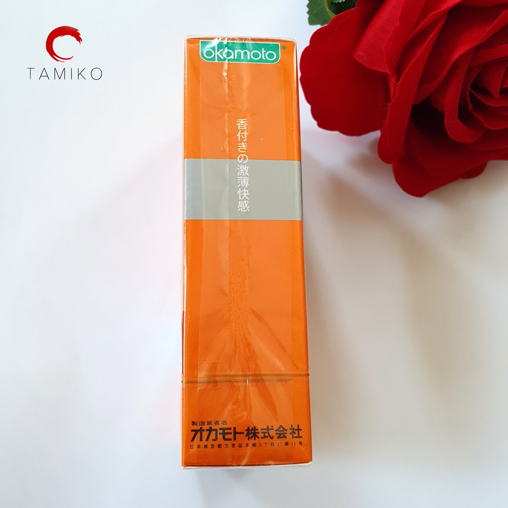 [ CHÍNH HÃNG ] Bao Cao Su OKAMOTO ORANGE Hương Cam - Siêu mỏng, Kéo Dài Thời Gian Yêu - Xuất Xứ NHẬT BẢN-Hộp 10 Cái