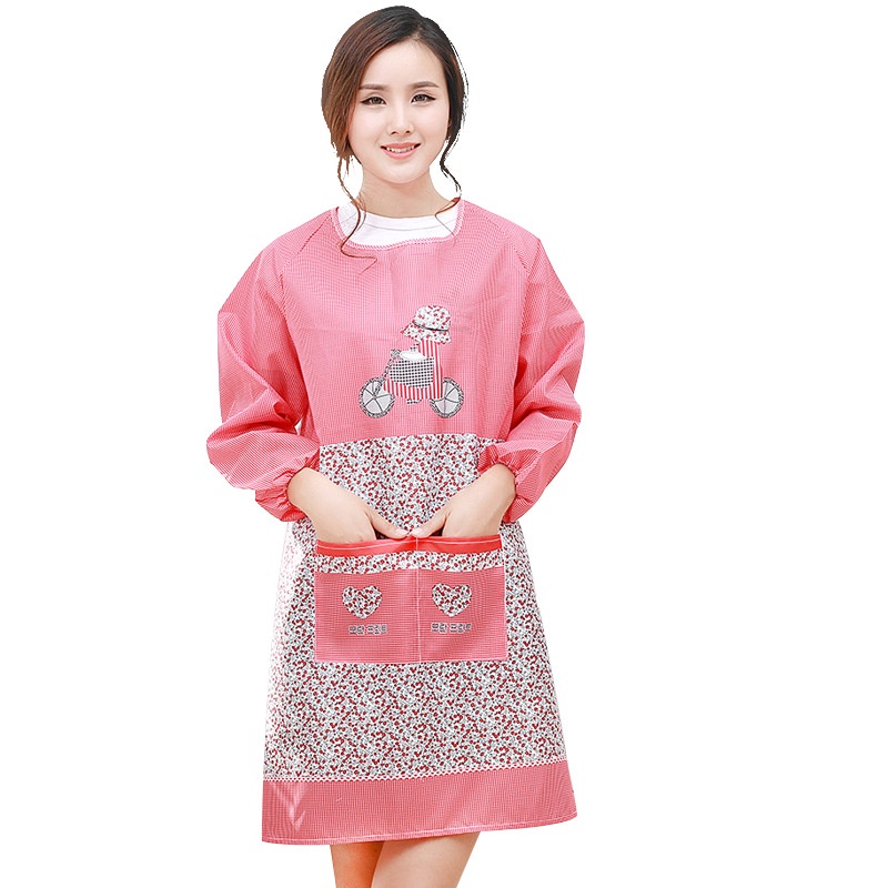 Tạp dề tay dài chống thấm nước họa tiết dễ thương phong cách Hàn Quốc kích thước 90*100cm
