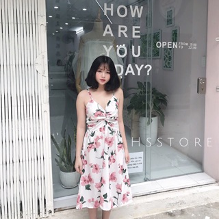 Váy 2d hoa xoắn ngực