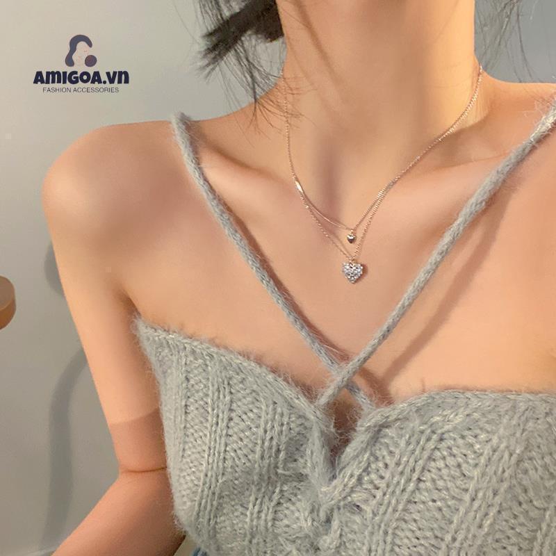 ✨✨Vòng cổ Hai Lớp Hình Trái Tim Nhỏ Xinh Xắn Sang Trọng Dành Cho Nữ