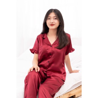 Set Bộ Đồ Lụa Tay Bèo Ngắn Quần Dài Cao Cấp Xuất Dư-Form và Chất Vải Đẹp.