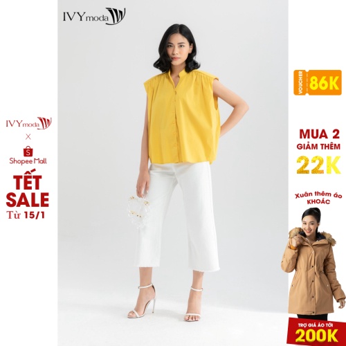 Áo sơ mi nữ thô cổ trụ thiết kế IVY moda MS 16B8602