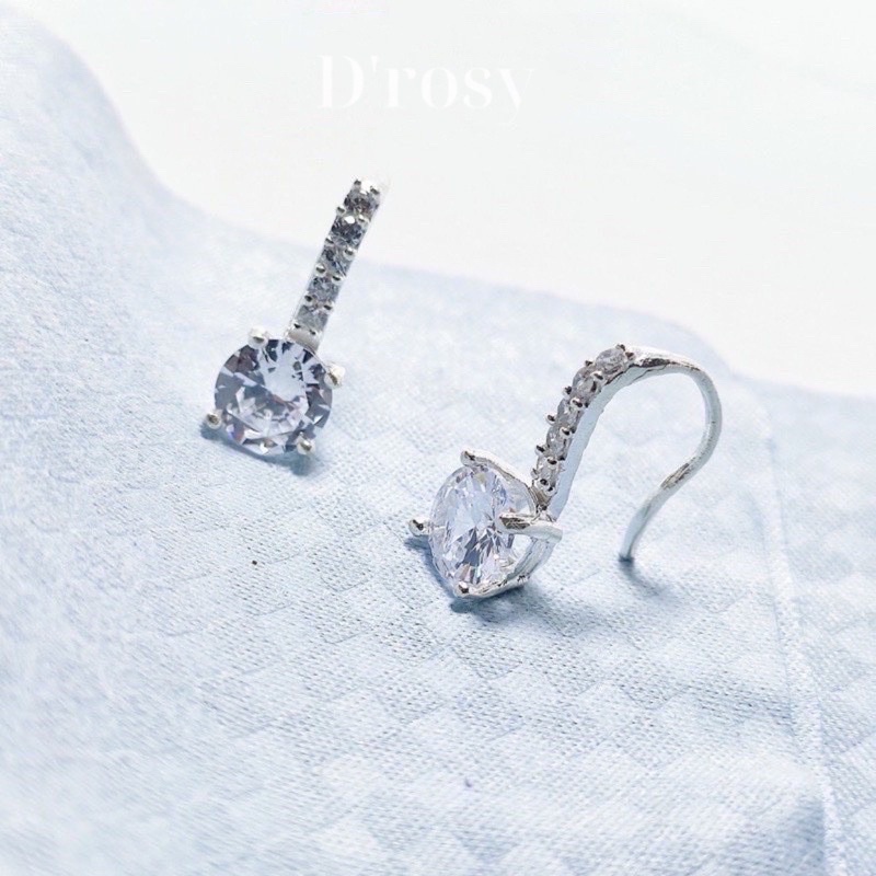 Bông tai nữ móc câu đính đá sáng đẹp chuẩn bạc ta