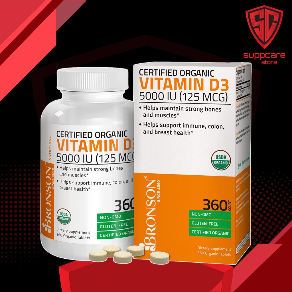 VITAMIN D3 HỮU CƠ Bronson Vitamin D3 USDA Certified Organic [360 Viên