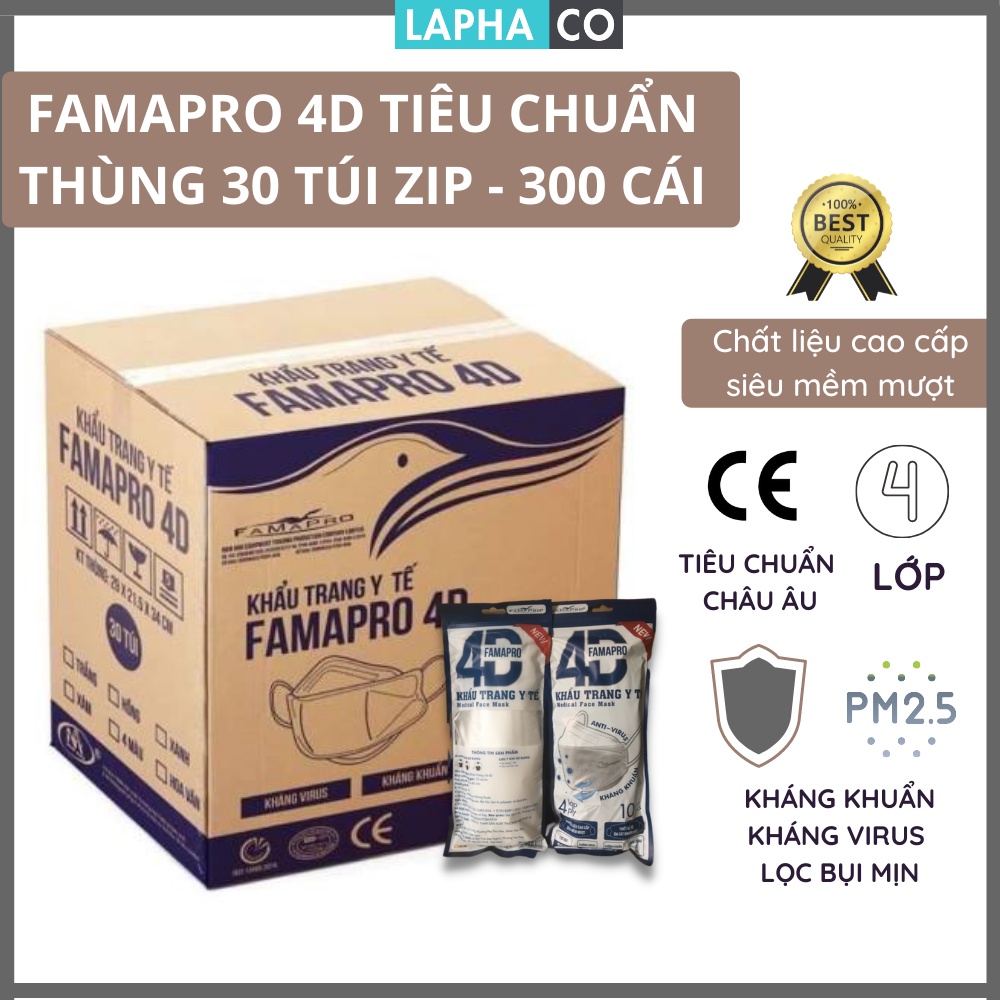 Khẩu trang y tế kháng khuẩn 4 lớp Famapro 4D 10 cái/túi zip
