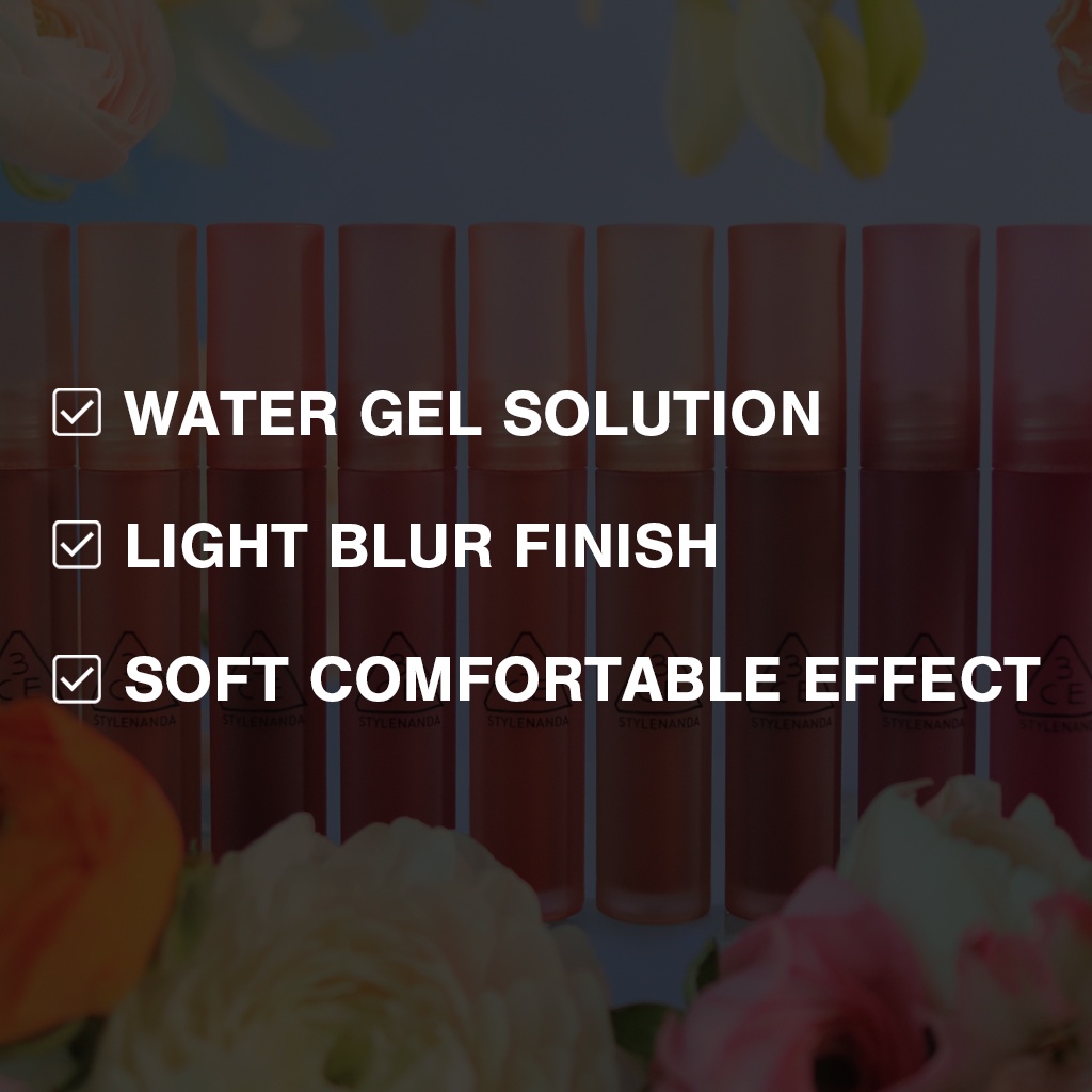 Son Kem 3CE Cho Viền Môi Mờ Ảo Không Lem Khi Đeo Khẩu Trang 3CE Blur Water Tint 4.6g | Official Store Transferproof Lip Make up Cosmetic