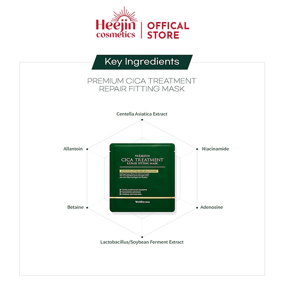 Mặt Nạ Thạch Rau Má Cho Da Mụn WellDerma Premium Cica Treatment Repair Fitting 25g