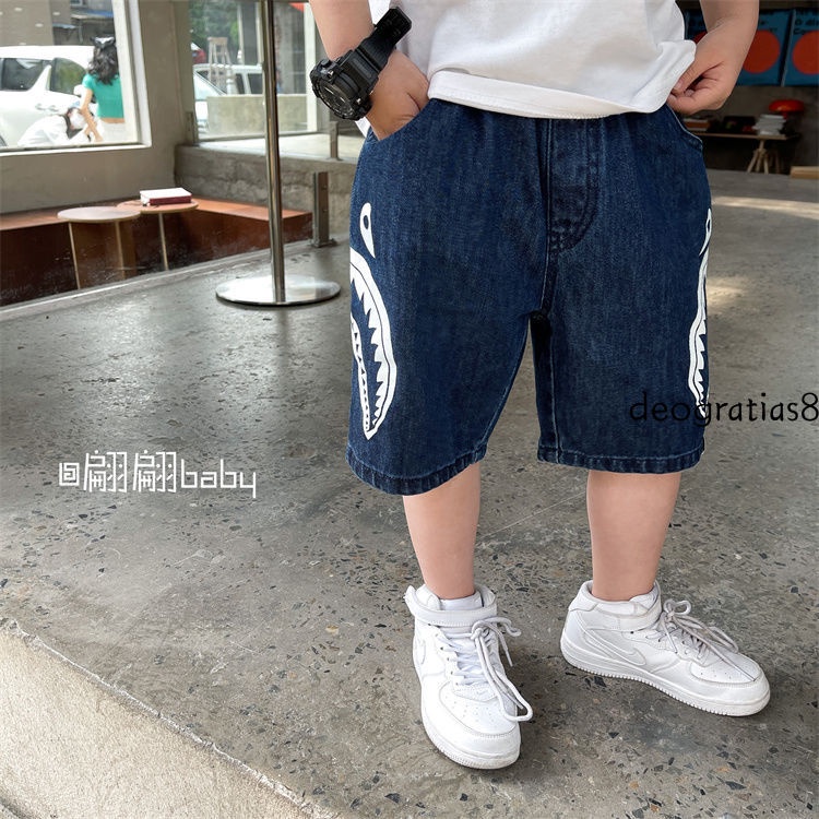 Quần Short Jean Cotton Dáng Rộng Ngắn Thẳng Màu Trơn Phong Cách Mới Thời Trang Mùa Hè Cho Bé Trai 2022