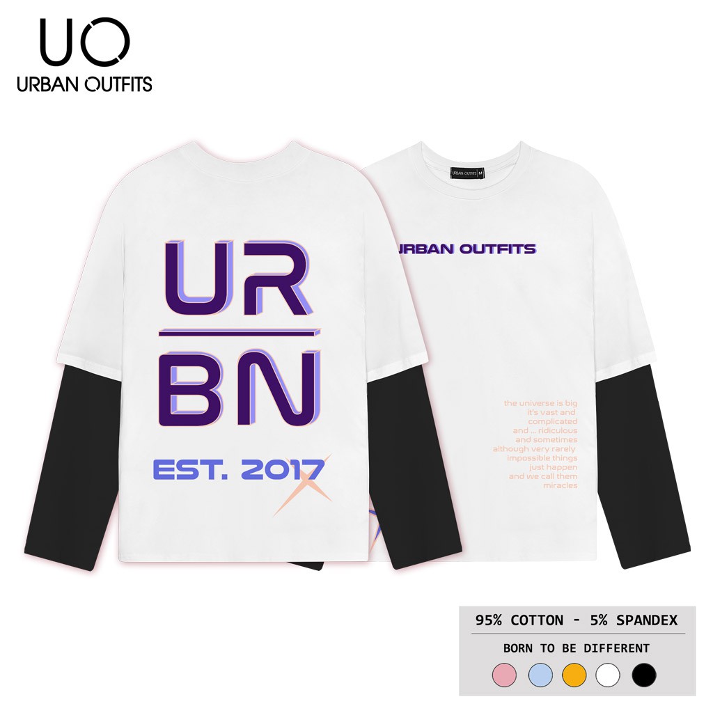 Áo Thun Tay Dài Phối Nam Nữ Form Rộng URBAN OUTFITS In URBN EST2017 TDO55 100 cotton 4 Chiều
