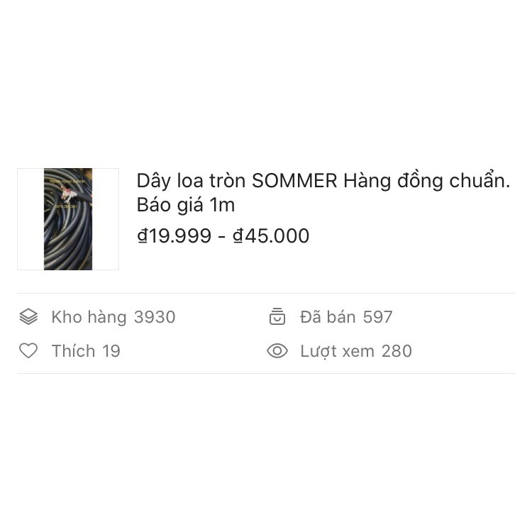 Dây loa Sommer 2 lõi và 4 lõi hàng đồng chuẩn. dây tròn báo giá 1 mét