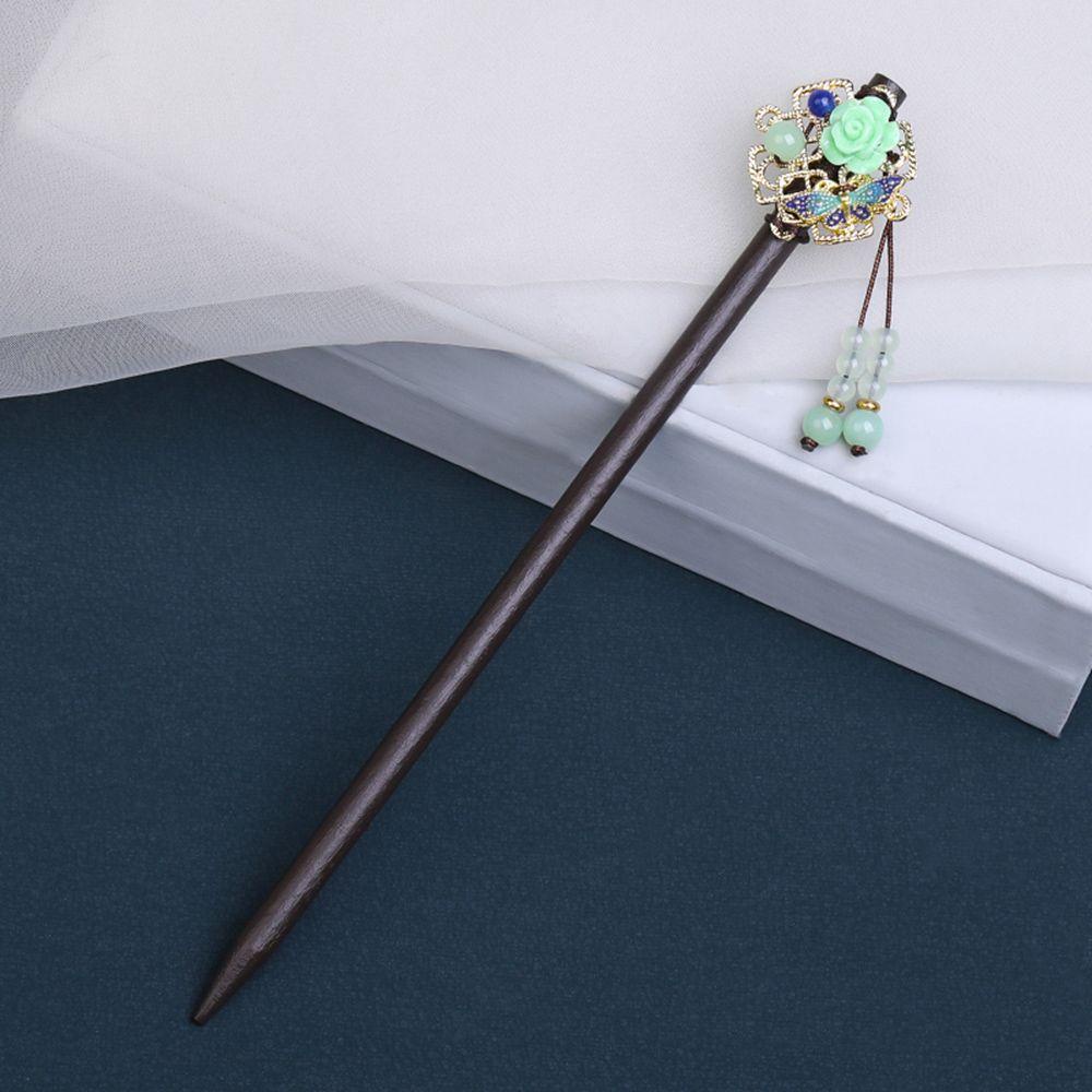 Trâm Cài Tóc Gỗ Hình Hoa Đính Ngọc Trai Phong Cách Trung Hoa Cổ Điển