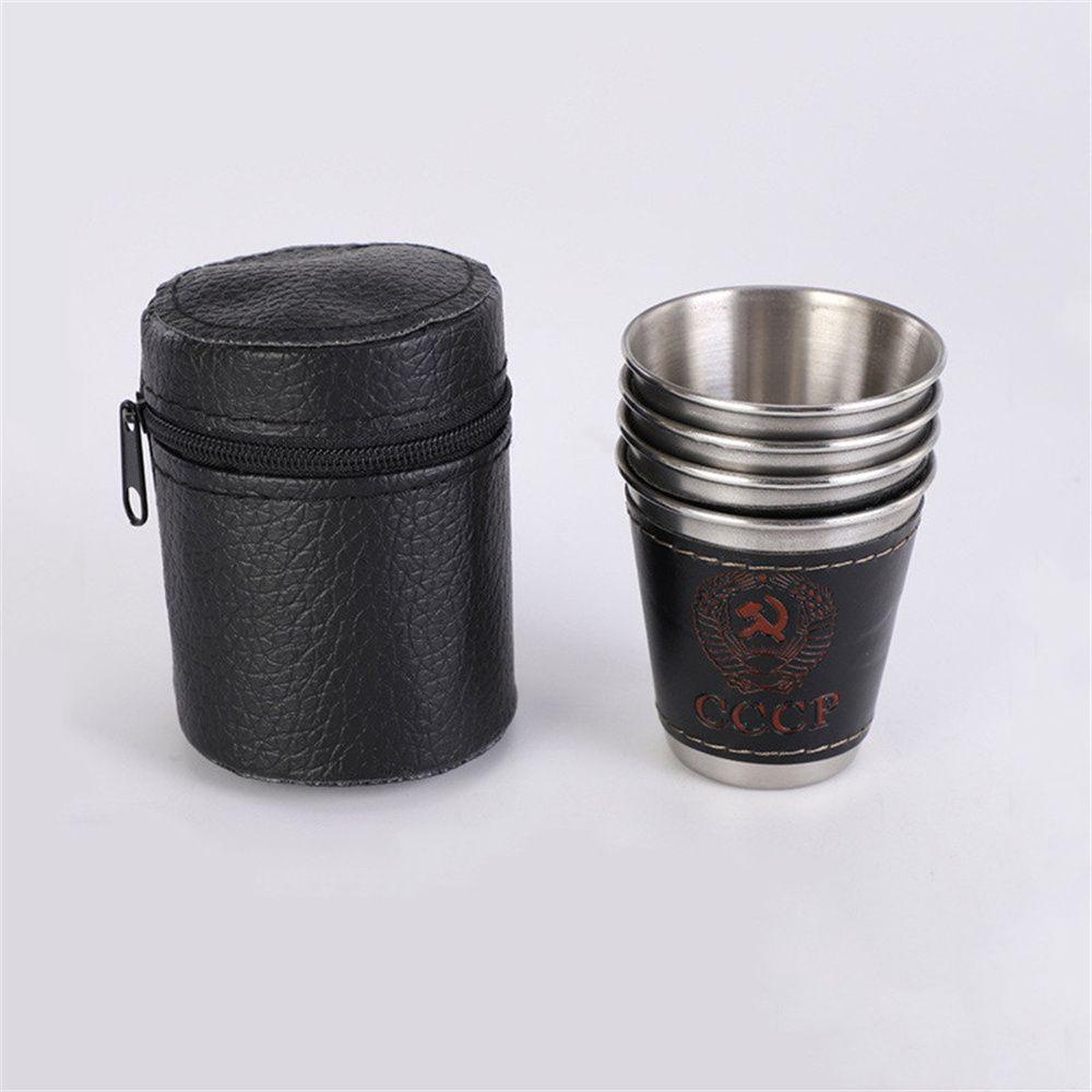 Túi Da PU Phối Inox Đựng Ly Bia / Rượu Tiện Dụng Mang Theo Du Lịch Dã Ngoại
