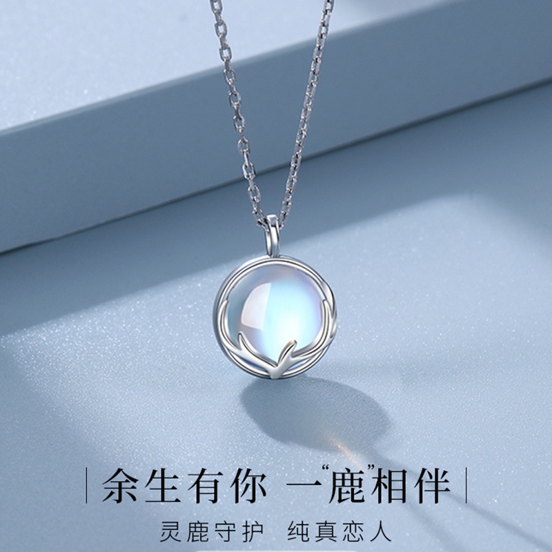 [Hàng Mới Về] Dây Chuyền Mặt Hình Trái Tim Đính Đá Mặt Trăng Nhỏ Thời Trang Mùa Hè Cho Nữ