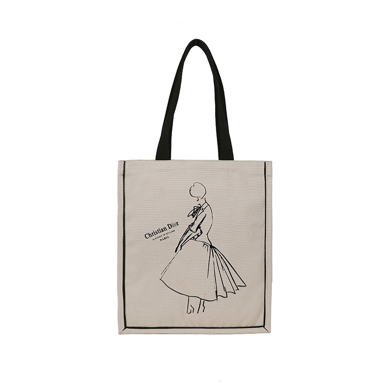 Túi tote bằng vải canvas với họa tiết in chữ London &amp; a museum