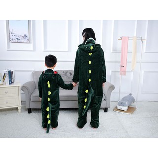 Bộ Đồ hình thú Khủng Long xanh Pijama dành Cho Người Lớn và Trẻ Em Hoạt Hình Cosplay