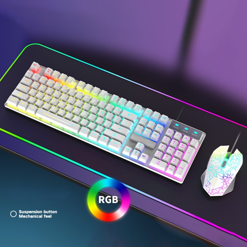 Bộ Bàn Phím + Chuột Chơi Game Có Dây Dạ Quang T6Rgb