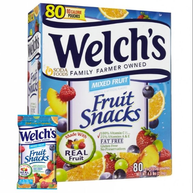[Hộp 90 gói] Kẹo dẻo trái cây Welch's Fruit Snacks