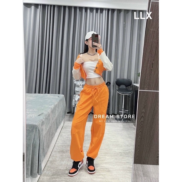 Set áo khoác chữ B kèm bra + quần bo gấu siêu ngầu
