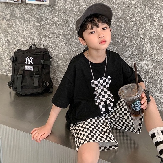 Bộ quần áo bé trai Con Xinh cotton hình in gấu KARO, thời trang dành cho trẻ em từ 4 đến 10 tuổi