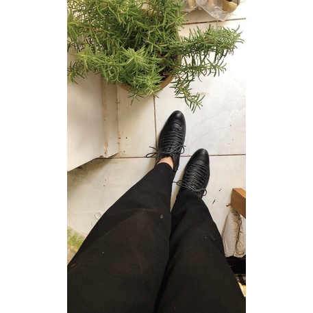 Boot Đen Cao Gót Nhật Nữ Size Cô Tấm 34,35 Da Dê