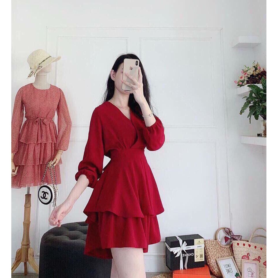 JUM CỔ V HAI TẦNG TAY PHỐI VOAN - SIÊU SANG P