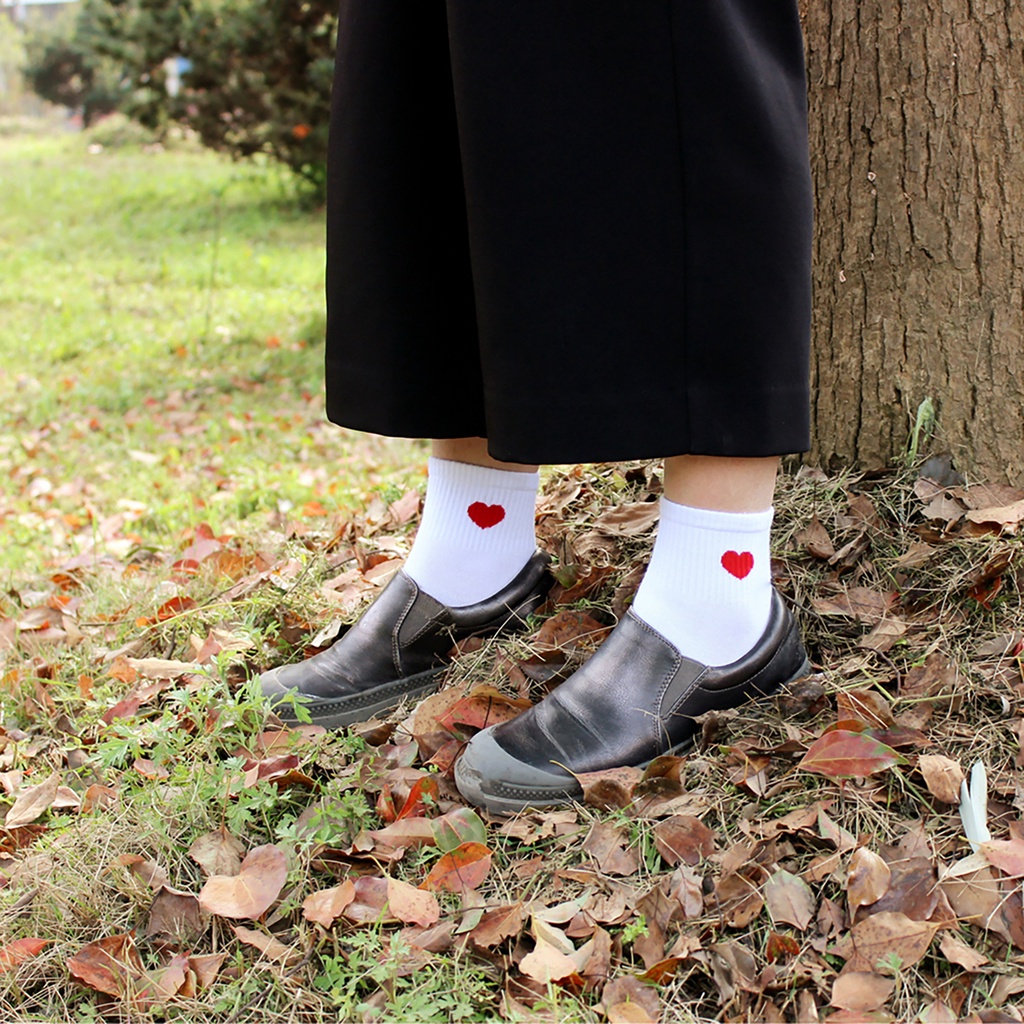 Đôi tất chân cotton thoáng khí in hình trái tim dễ thương cho nữ