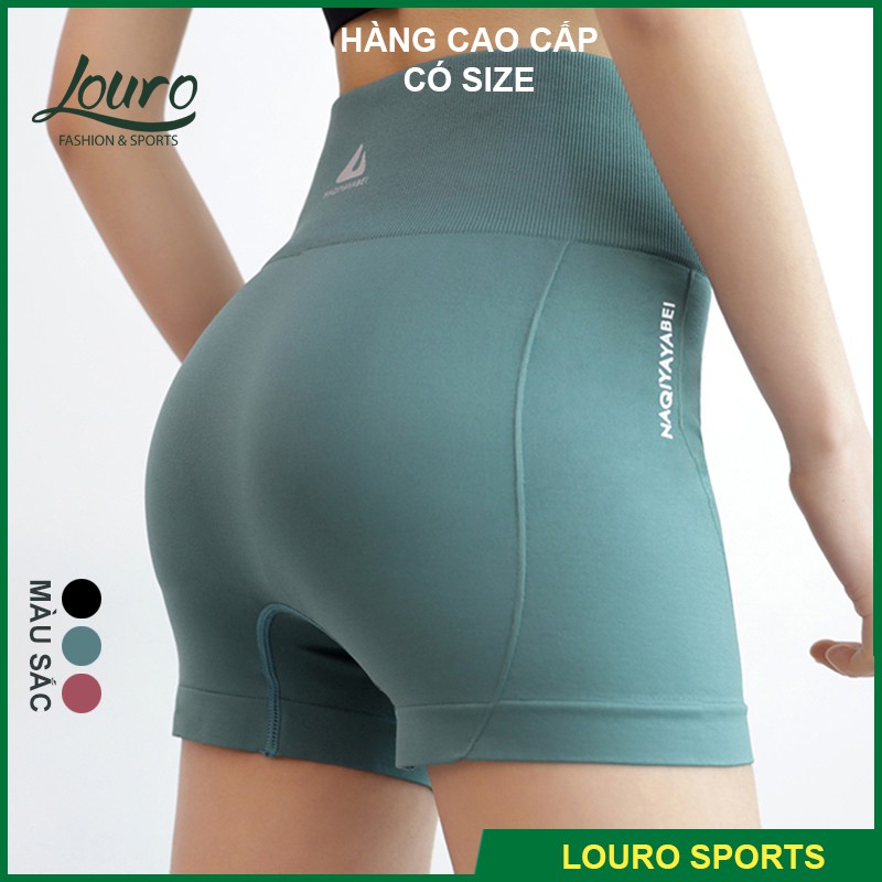 Quần đùi tập gym nữ Louro QL3, kiểu quần short tập gym cạp cao, gen bụng, chất đẹp phom chuẩn - Hàng cao cấp chính hãng