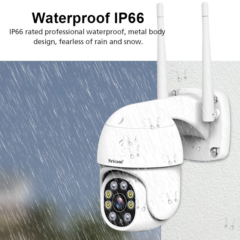 Camera IP ngoài trời SriHome SP028 FullHD 1080P 2.0Mp chống nước chống bụi tích hợp LED quay màu ban đêm