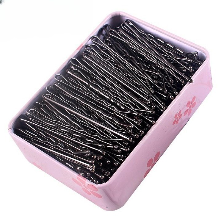 Kẹp tóc kẹp tâm xỉa màu đen dễ thương thời trang hộp 100 cái MEOW STORE KT05