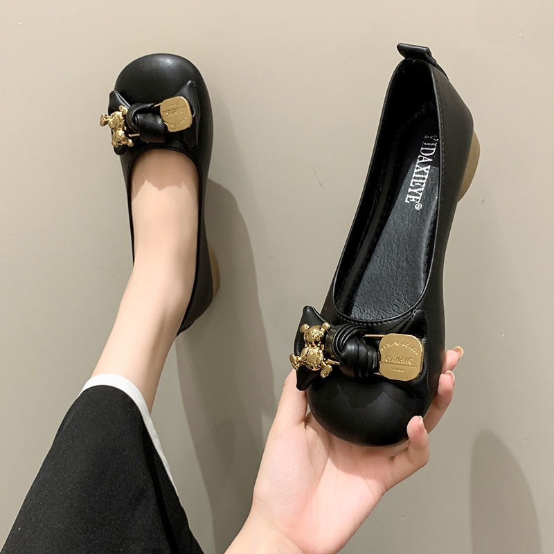 Giầy búp bê nữ 3 phân nơ gấu đế siêu mềm và êm