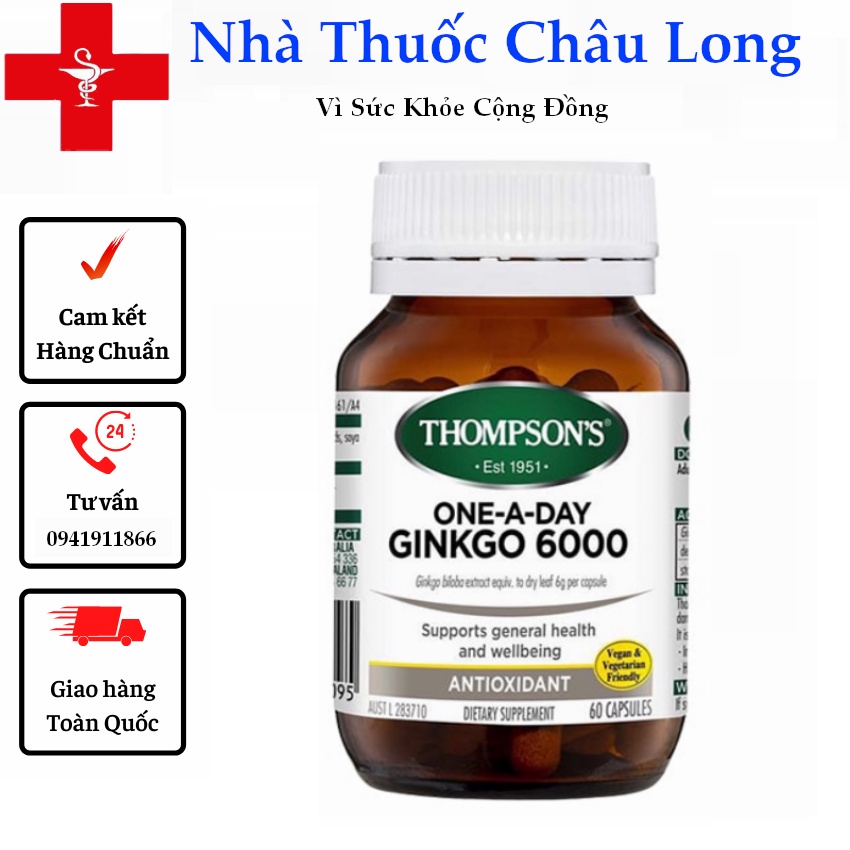 Tem Chemist Bổ não tăng cường trí nhớ Úc Ginkgo Biloba 6000mg Thompson s