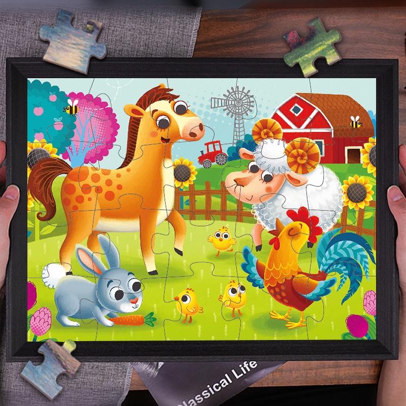 Bộ Đồ Chơi Xếp Hình Họa Tiết Hoạt Hình Dành Cho Trẻ Em 2-3 Tuổi