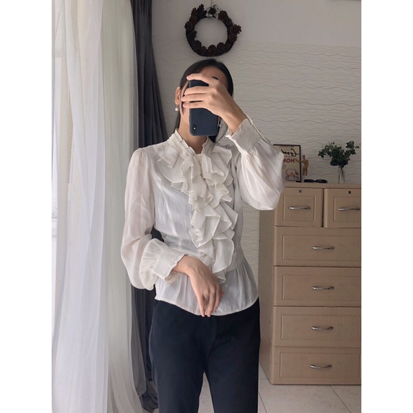 Sơ mi lụa quý tộc cổ bèo- SO012