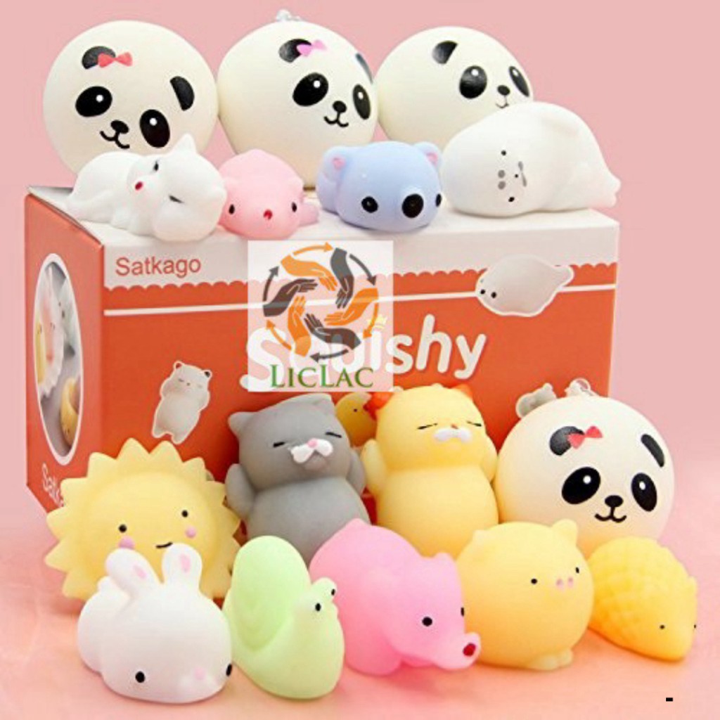 Bộ 16 Con Đồ Chơi Squishy Mochi Siêu Dễ Thương - Đồ Chơi Hình Thú