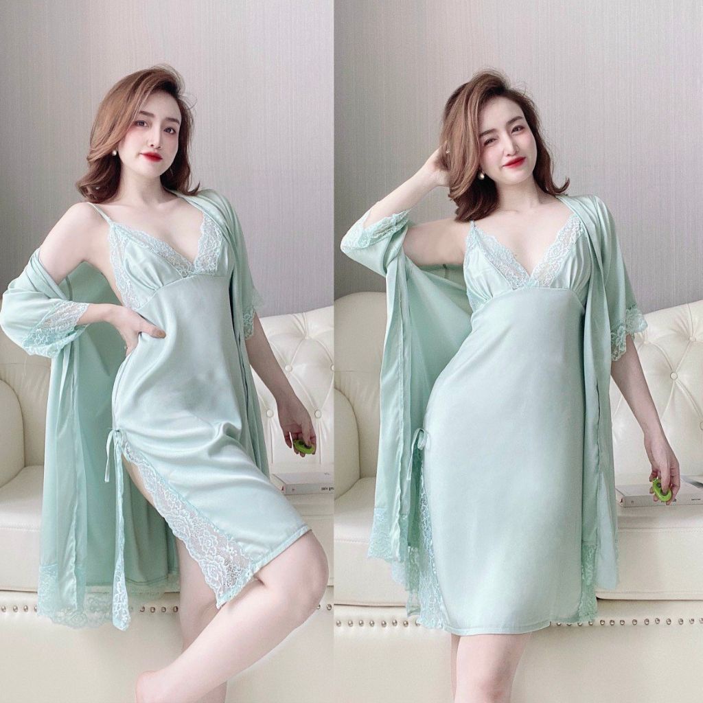 Váy ngủ áo choàng  MIKY Váy ngủ sexy lụa Latin Chất Siêu Mát Dáng Siêu Xinh &lt; 60kg