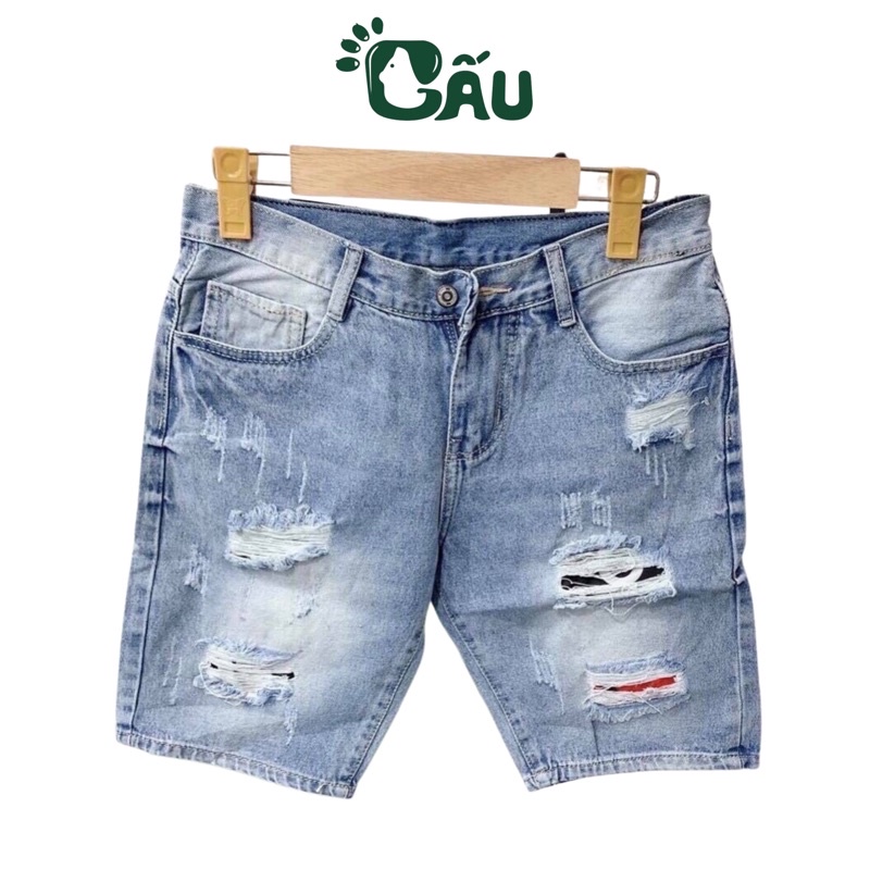 Quần short jean nam Gấu 194 vải jeans bò co dãn, mềm mịn form slimfit 201