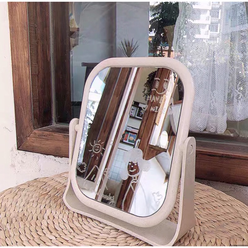 Gương trang điểm để bàn 2 mặt xoay hình vuông 360 độ chân chắc chắn QD20 - QUANDECOR