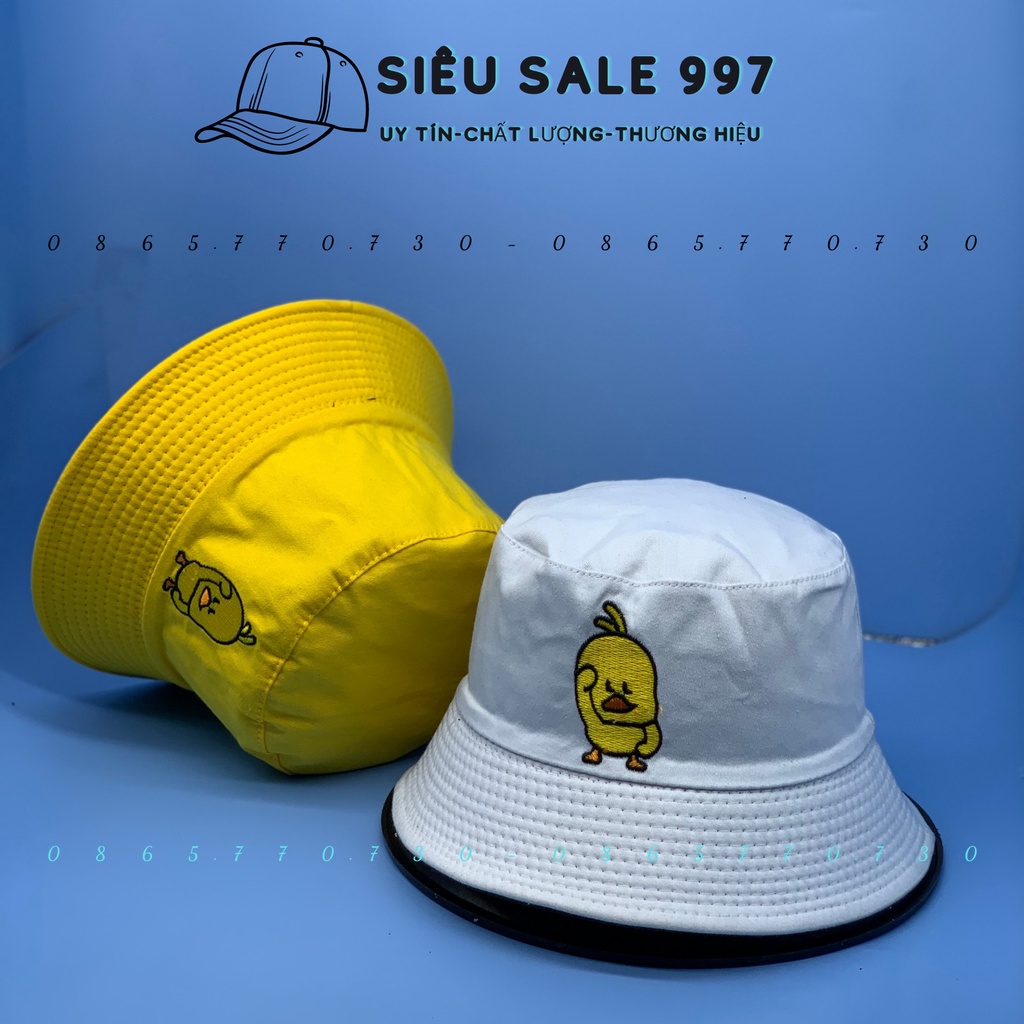 MŨ BUCKET ĐỘI 2 MẶT THÊU CHÚ VỊT SIÊU DỂ THƯƠNG UNISEX THỜI TRANG NAM NỮ