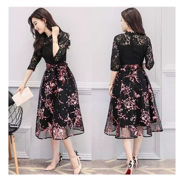 Đầm Ren Hoa Thạch Anh (Hoa Đỏ)