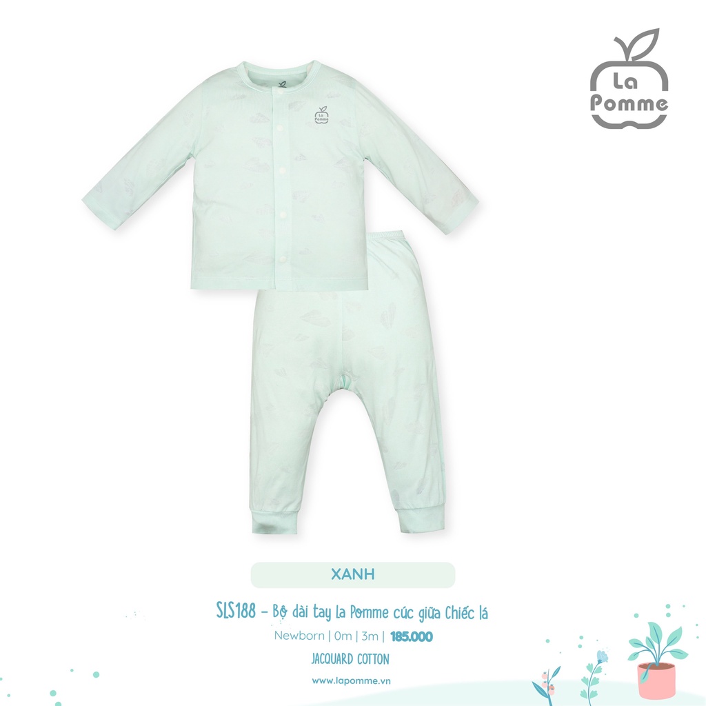 SLS188 Bộ quần áo dài tay La Pomme cúc giữa Chiếc lá